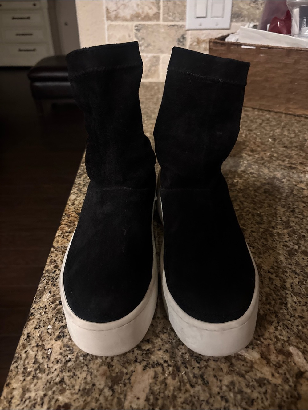 Robert Clergerie Black Suede High-Top Platform Sneakers